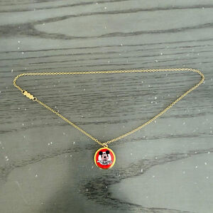 Walt Disney Productions Gold Red Mickey Mouse Club Necklace Fashion Jewelry